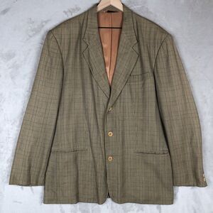 VTG CLAIBORNE‎ Rayon Linen Blend Sport Coat Mens 42R Tan Plaid